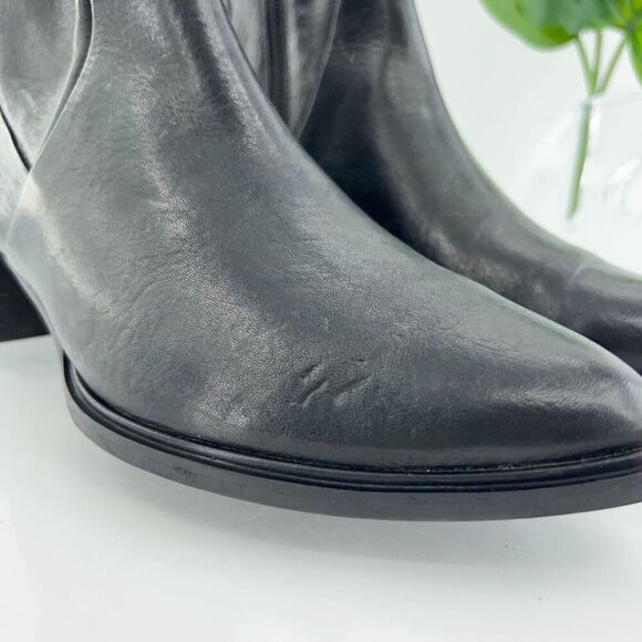 Paul Green Women Trey Boot Size 8 Block Heel Pointed Bootie Black Leather Zip Up - Picture 5 of 16